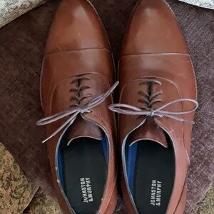Johnston & Murphy Brown Leather Oxford Shoes with Cap Toe